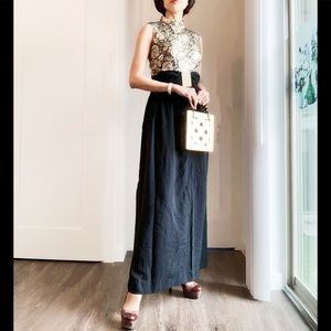 VTG 70s Gold Brocade evening gown